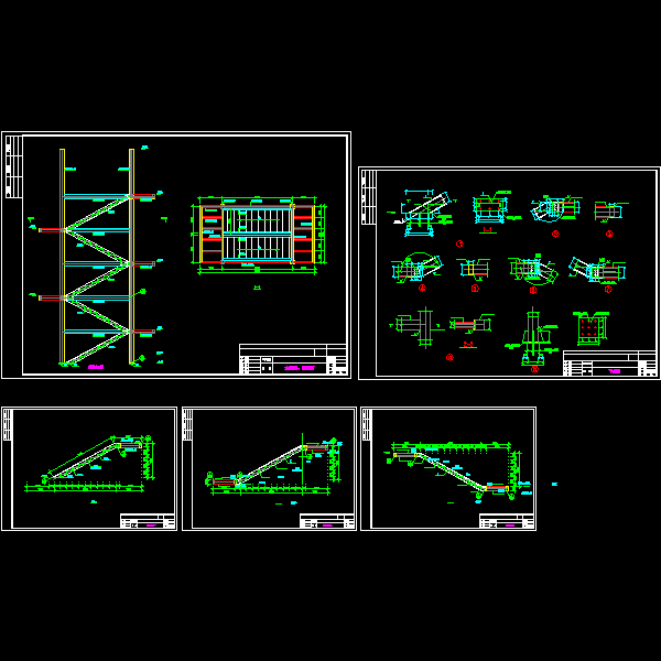 一份钢结构楼梯节点构造详细设计CAD图纸