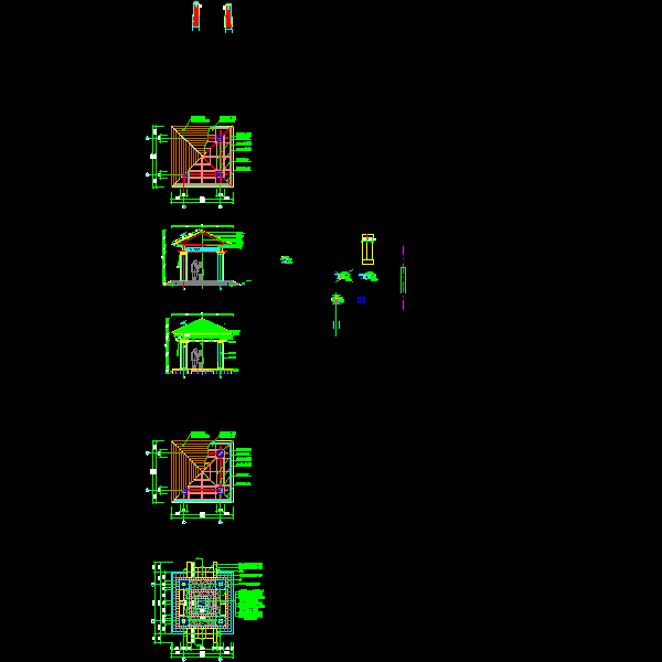 现代四角亭设计CAD详图纸(顶面图)(dwg)