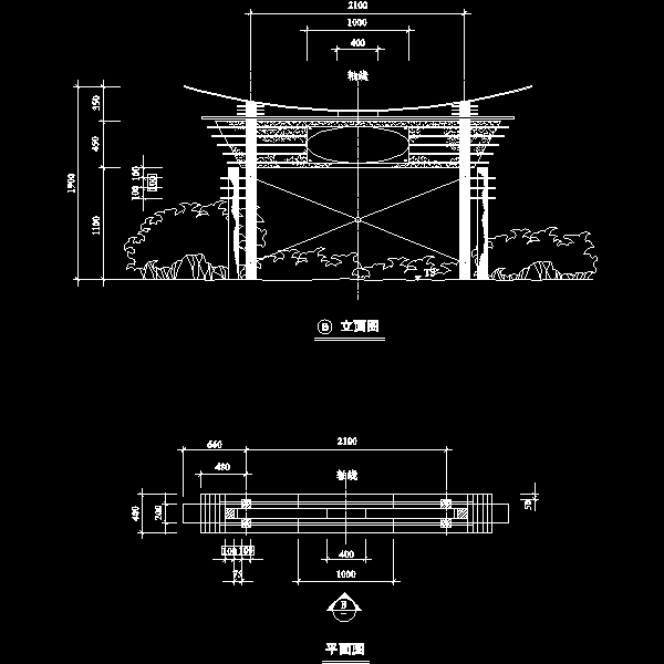 [CAD图]小区大门设计(dwg)