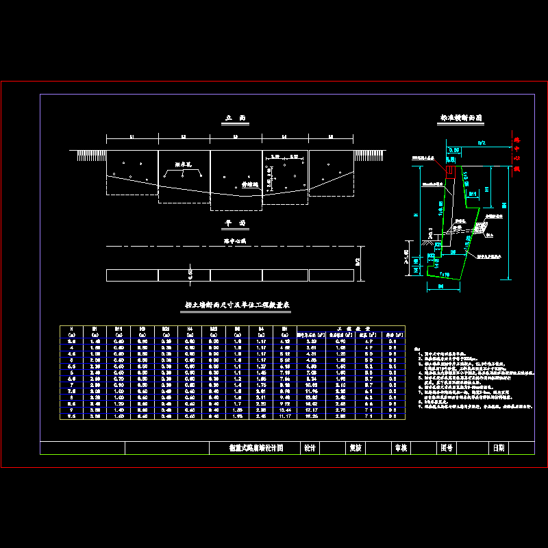 一份衡重式路肩墙节点构造CAD详图纸(dwg)