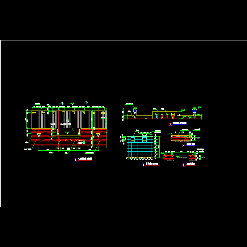 木栈道组景施工CAD详图纸(dwg)