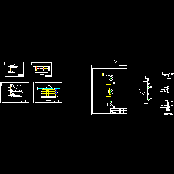 一份玻璃雨蓬节点构造详图（总共5页CAD图纸）