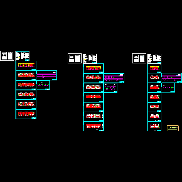 6层小区三栋住宅楼给排水CAD施工方案图纸