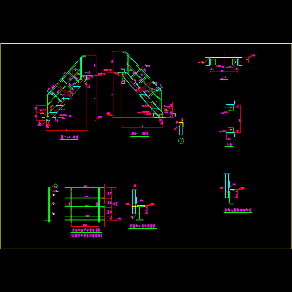 水泥库平台钢楼梯节点构造CAD详图纸(dwg)