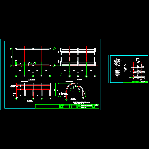 一份小区弧形构架型花架详细设计CAD图纸(平面图)