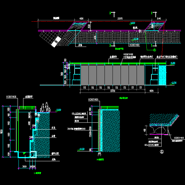 特色跌水墙设计CAD详图纸(dwg)