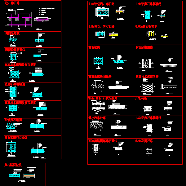 卵石路面CAD图纸集(dwg)