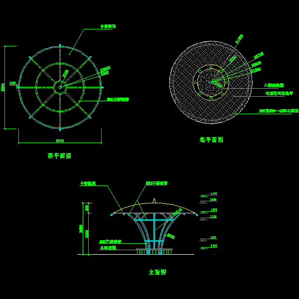 圆形亭施工大样CAD图纸(dwg)