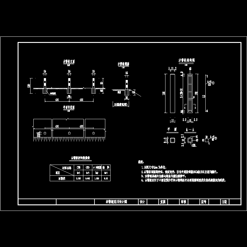 示警桩通用设计节点构造CAD详图纸(dwg)