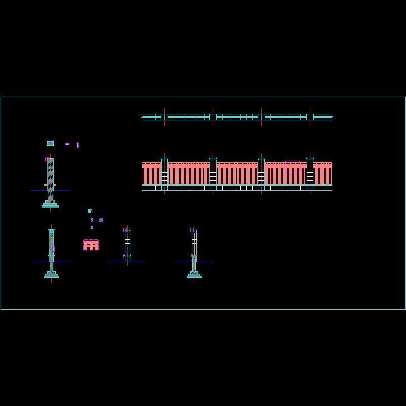 围墙CAD施工图纸(dwg)