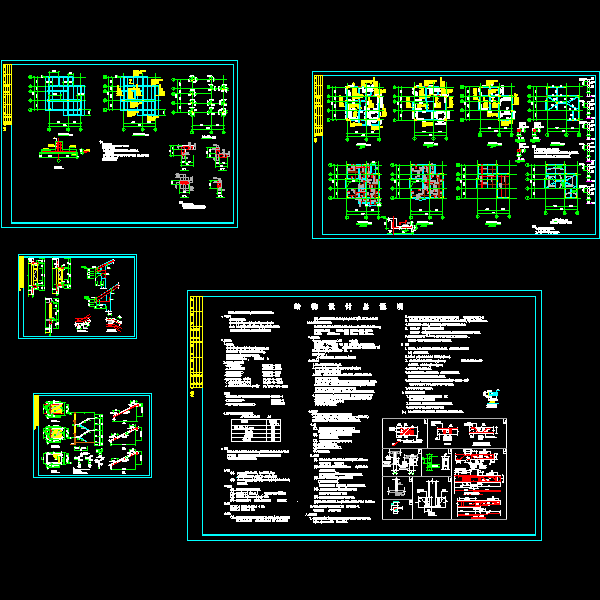 4层框架别墅结构CAD施工图纸(条形基础)(dwg)