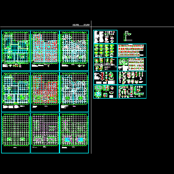 地下1层小汽车库结构CAD施工图纸(dwg)(乙级桩基础)