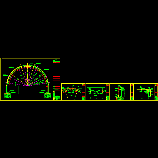 一份圆弧拱形采光顶节点构造详细设计CAD图纸