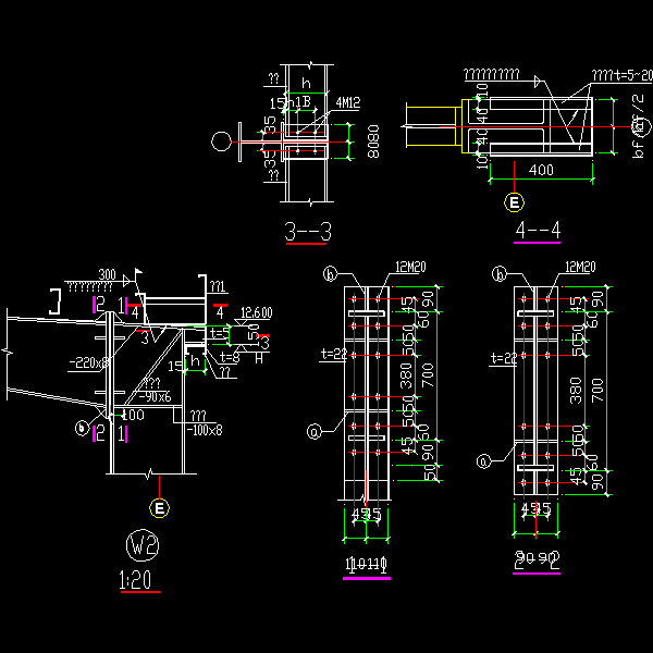 腹板连续节点构造详细设计CAD图纸（一）