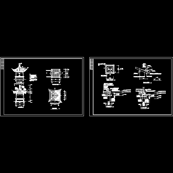 一份四角仿古亭dwg格式施工详细设计CAD图纸(基础平面图)