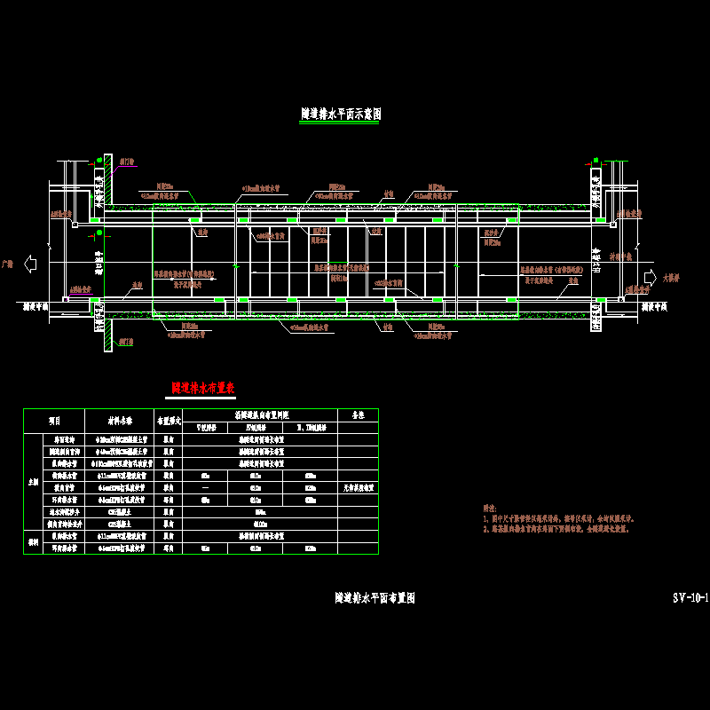 一份复合式衬砌隧道隧道排水平面布置节点CAD详图纸设计(dwg)