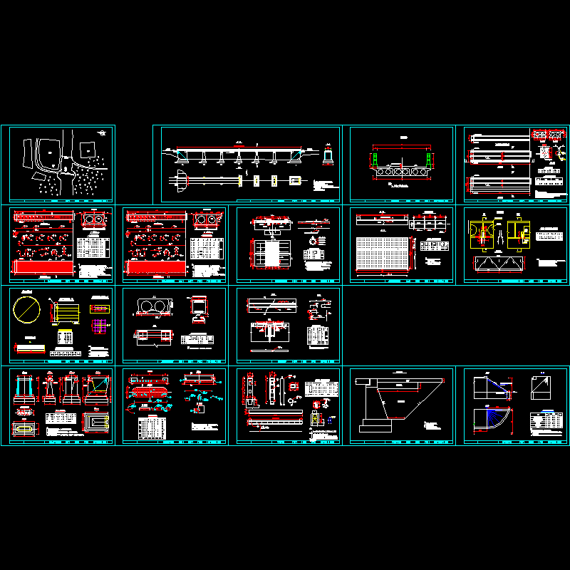 6跨13米桥中桥设计CAD图纸(dwg)