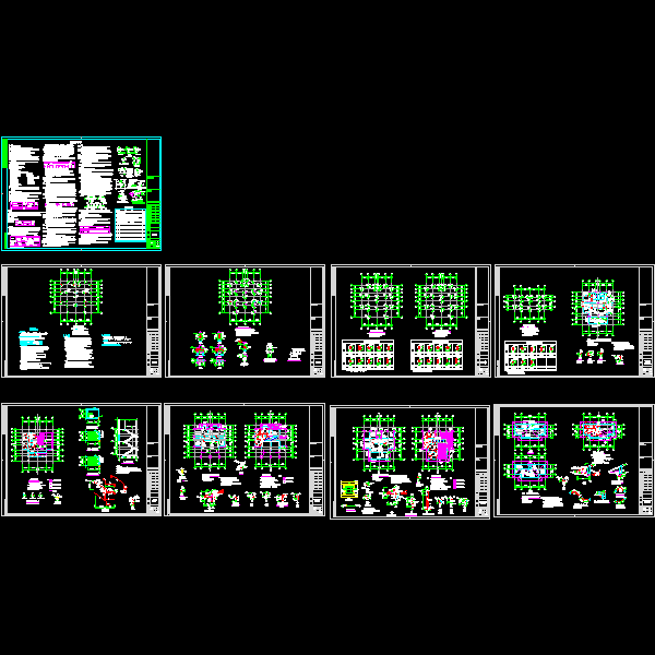 3层框架住宅楼结构CAD施工图纸（坡屋面）(dwg)(6度抗震)(丙级桩基础)