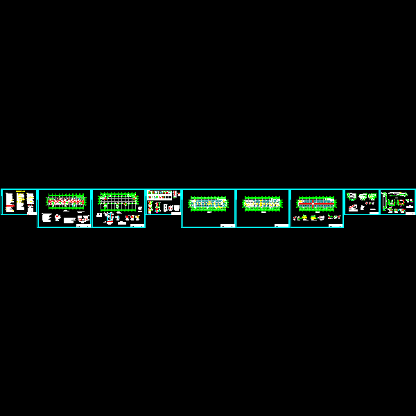 [CAD图]地下1层框架结构车库(dwg)(筏形基础)