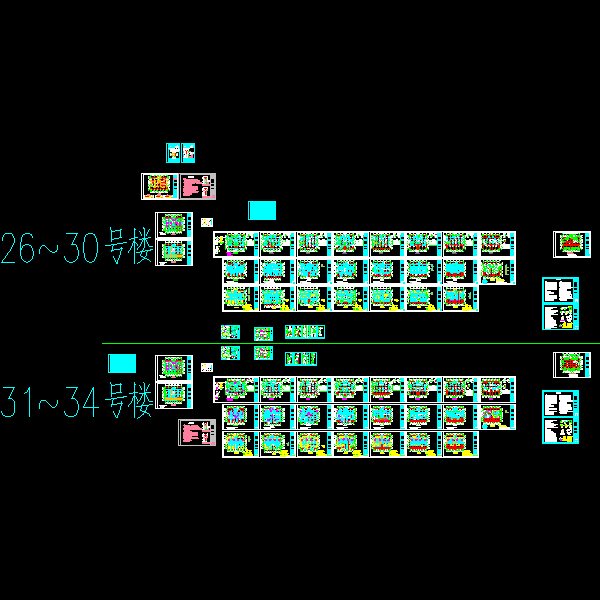 7层庄园别墅群结构CAD施工图纸(dwg)(7度抗震)(丙级桩基础)