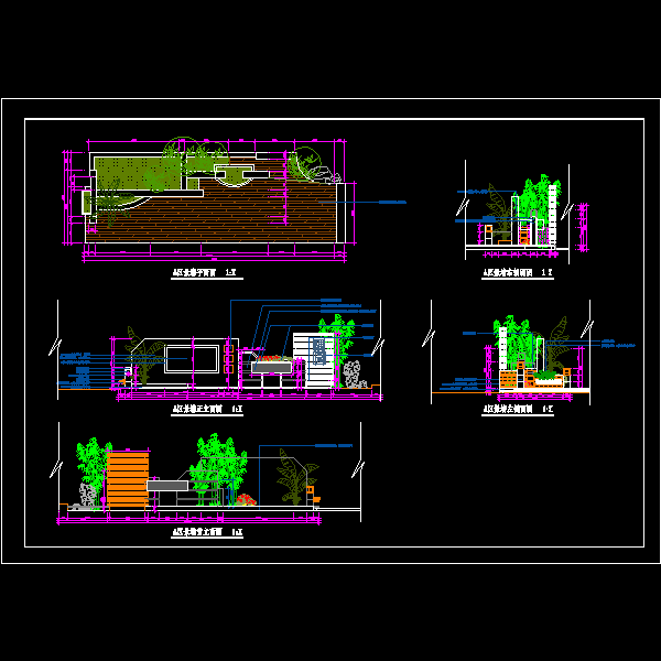 特色景墙CAD施工图纸(dwg)