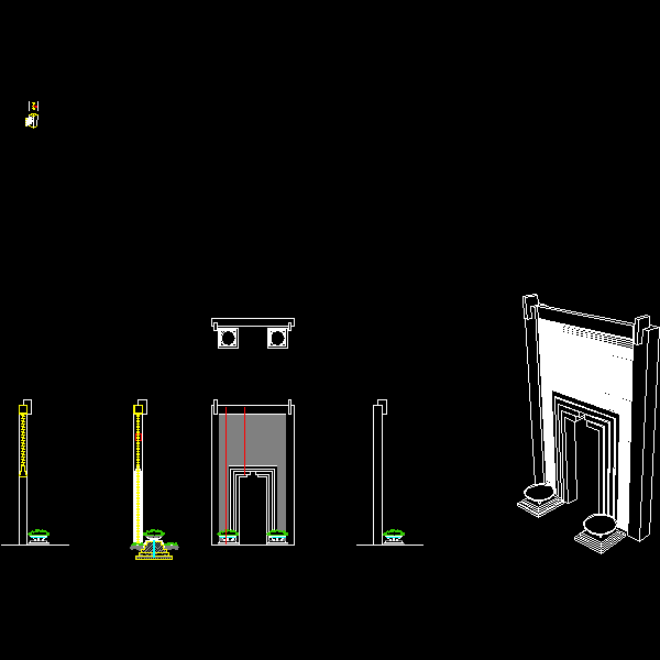 入户廊架CAD施工图纸(平面图)(dwg)