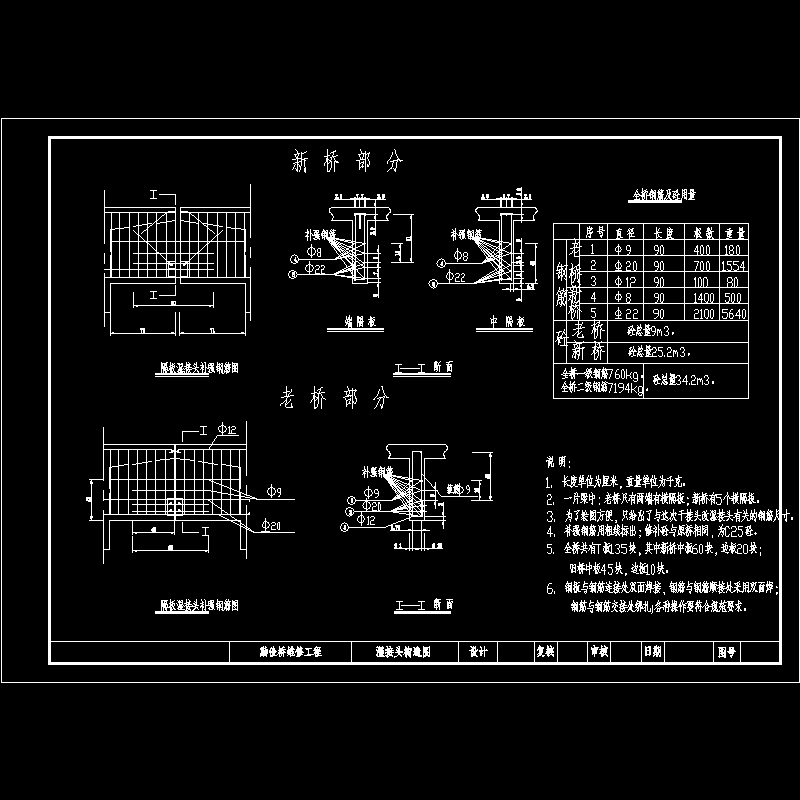 桥梁干接头换湿接头节点构造CAD详图纸(dwg)