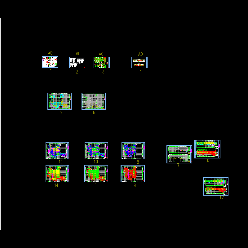 3层框架结构地下车库结构CAD施工图纸(dwg)(6度抗震)(乙级桩基础)