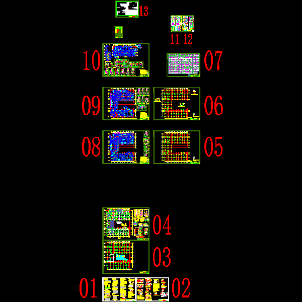 3层框架结构幼儿园结构CAD施工图纸（6352平米中国）(dwg)