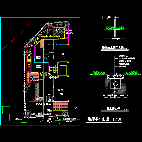 一份小区环境景观排水CAD平面图