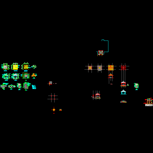 四角木亭施工CAD详图纸(dwg)