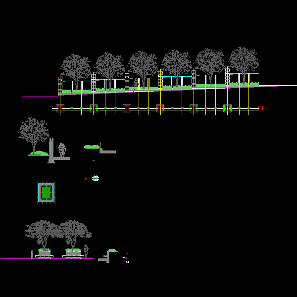 围墙及树池CAD详图纸(dwg)