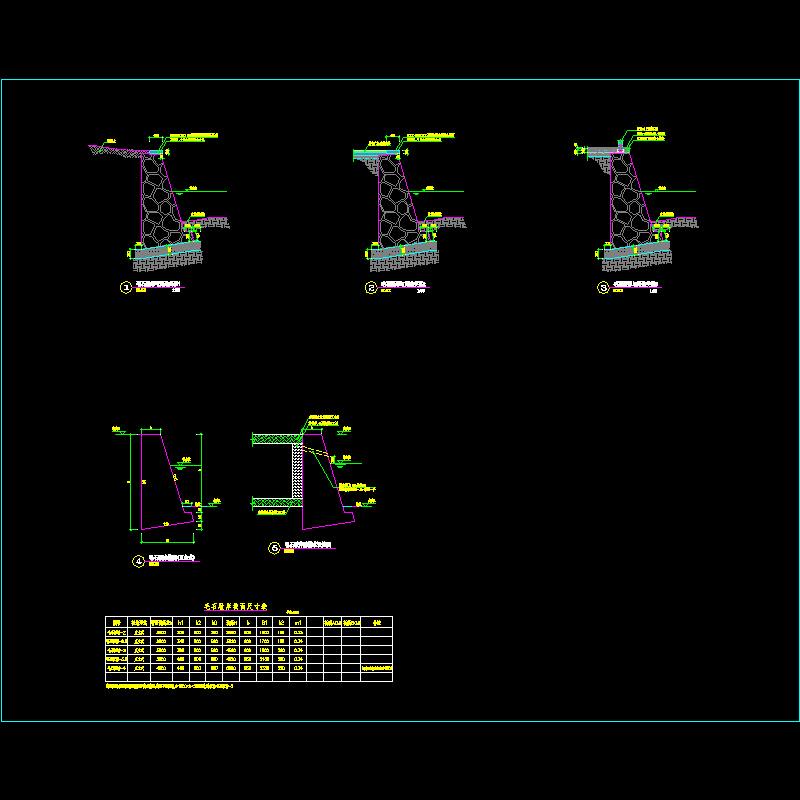 毛石驳岸做法大样CAD图纸(dwg)