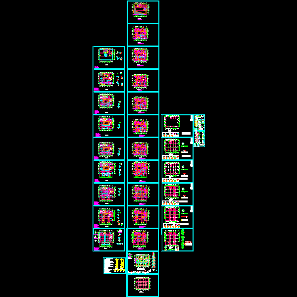 15层框剪结构办公楼结构施工方案图纸（dwg格式CAD、14张）(桩基础)