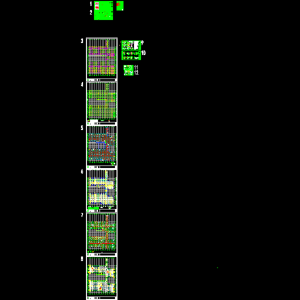 地下1层框架结构车库结构施工CAD大样图（321个车位）(dwg)
