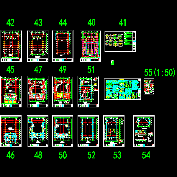 3层框架结构中学礼堂结构CAD施工大样图(dwg)(6度抗震)(乙级桩基础)