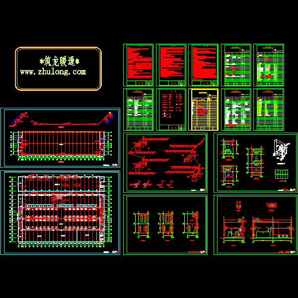 一份汽车织物厂空调通风设计dwg格式CAD图纸(压缩式冷水机组)