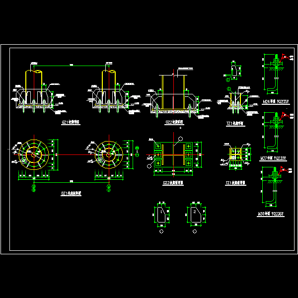 一份钢框架柱脚节点构造详细设计CAD图纸