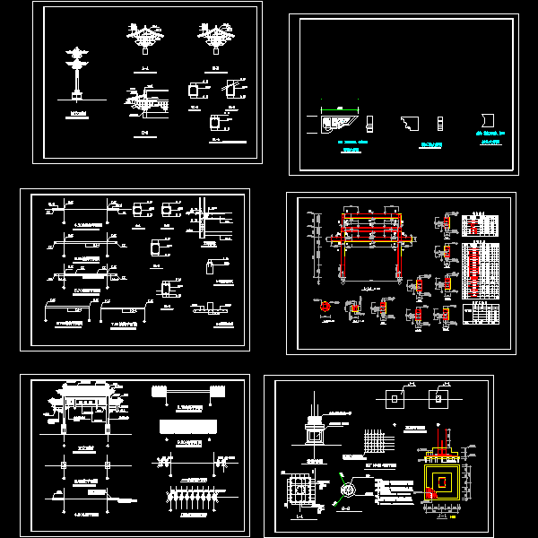 状元牌坊全套CAD施工图纸(dwg)