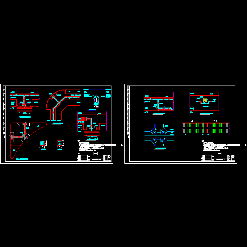 城市道路盲道板布置CAD图纸(城市绿化)(dwg)