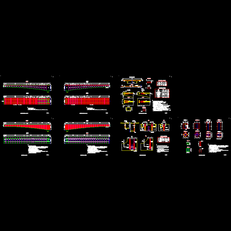 一份368m预应力混凝土连续刚构主桥桥面横、竖向预应力布置节点CAD详图纸设计(dwg)