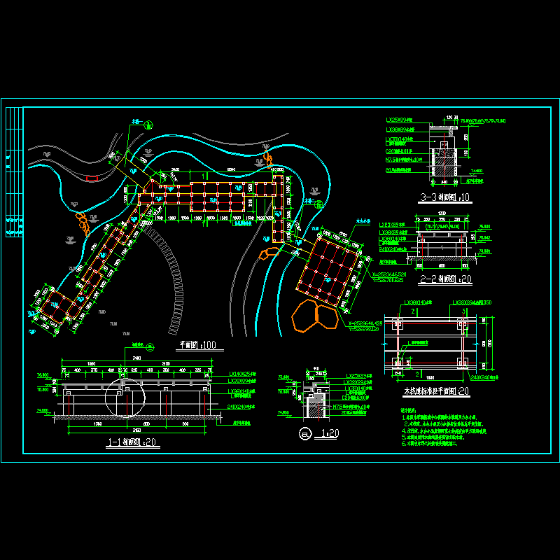 木栈道CAD施工图纸全套(dwg)