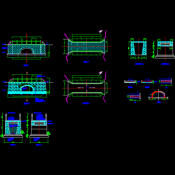 一份景观小桥dwg格式施工详细设计CAD图纸(结构平面图)