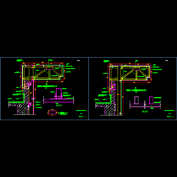 [CAD]铝板幕墙挑檐纵剖节点