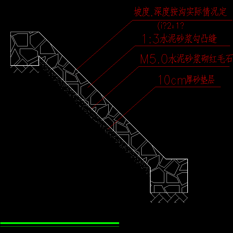 毛石护坡剖面CAD详图纸(dwg)