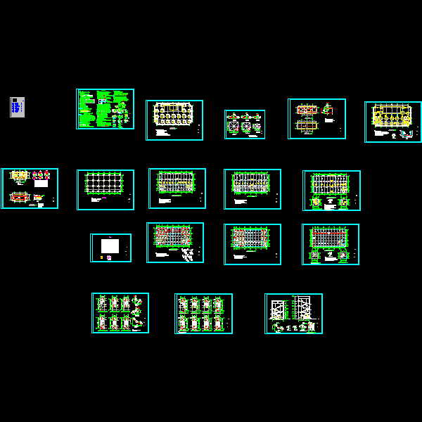 3层框架厂房结构CAD施工图纸(dwg)(筏形基础)