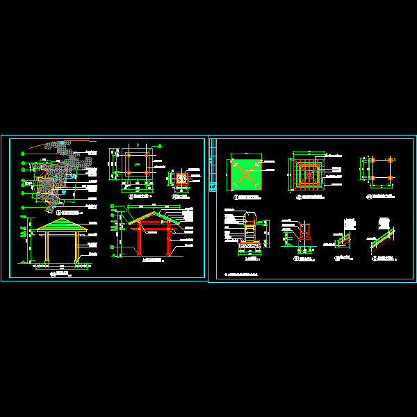 四角木亭施工CAD详大样图(dwg)
