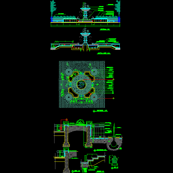 欧式水钵喷泉施工CAD详图纸(dwg)