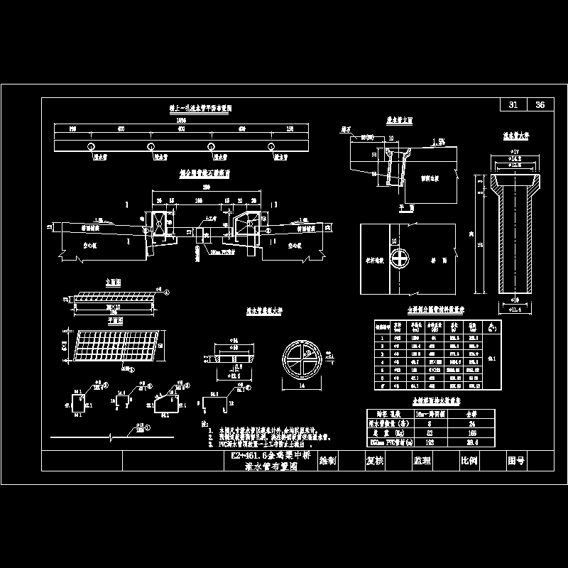 一份16米先张法预应力混凝土空心板桥面排水节点设计CAD详图纸(dwg)
