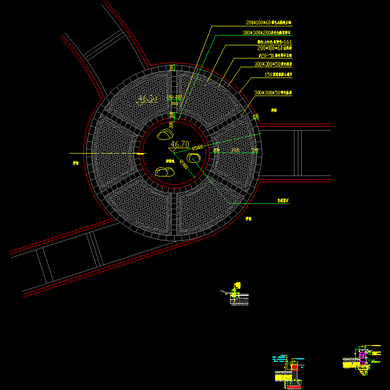 圆形广场铺装做法CAD详图纸(dwg)